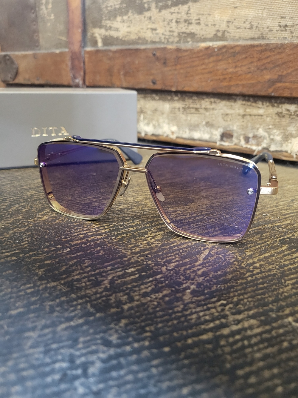Dita Sunglasses Mach Six Aviator Unisex Blue Gold